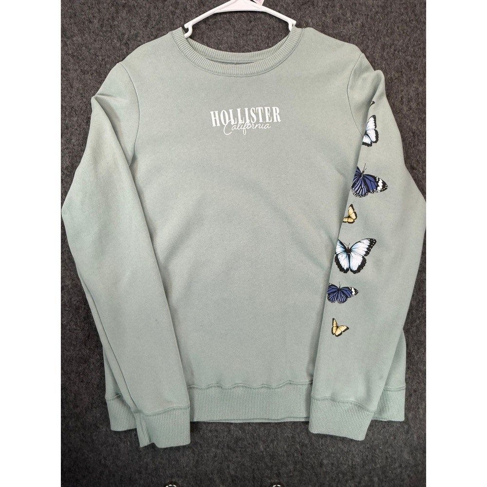 Hollister California Butterfly Sleeve Logo Sweatshirt Sage Green Large